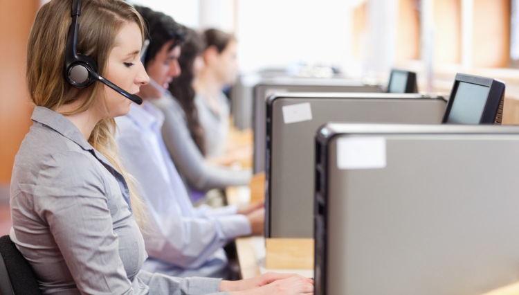 Call Center Workers At Computer